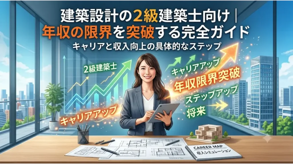 建築設計の2級建築士が年収の限界を突破してキャリアアップを目指すイメージのアイキャッチ画像